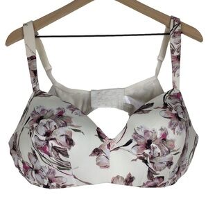 CACIQUE Modern Lightly Lined T-Shirt No Wire Bra Mauve Floral Plus Size 44C